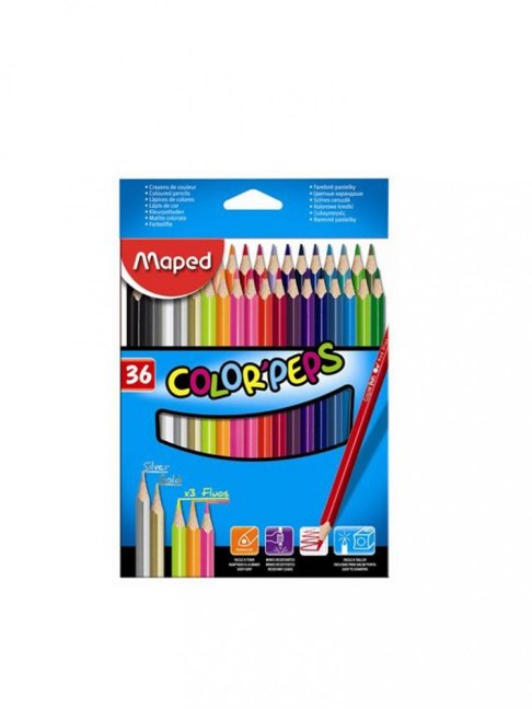 Pastelky trojhranné MAPED "COLOR`PEPS", 36 ks