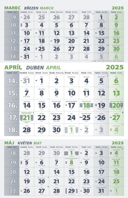 Nástenný 3 Mesačný kalendár - LÚKA 2025 (NK-05)