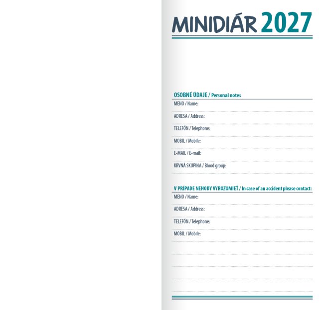 Minidiár MESAČNÝ 2027 - čierny (D-04)