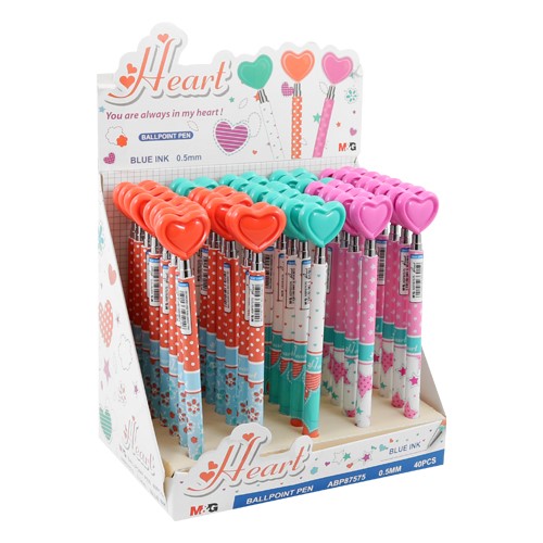 Pero guľôčkové M&G Heart 0,5 mm, modré - Farba: Červená