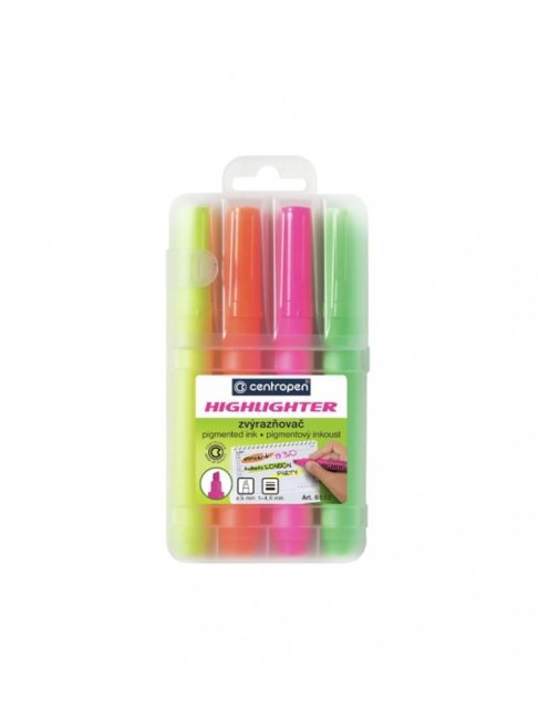 Zvýrazňovač CENTROPEN 8552 - sada 4 ks