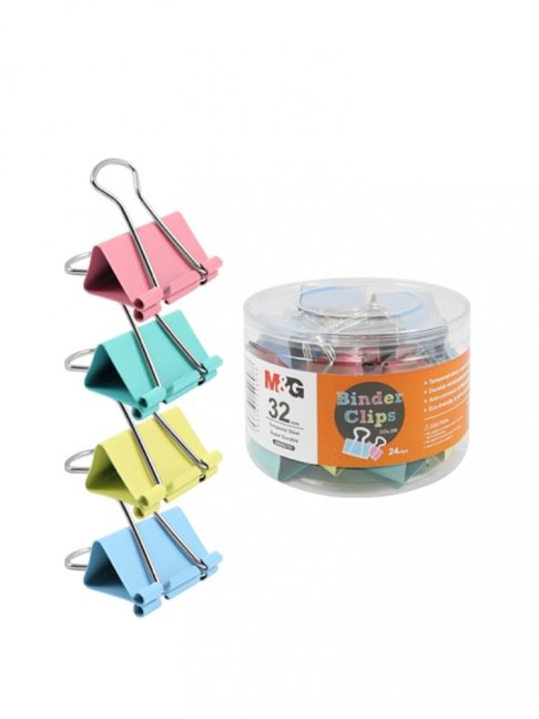 Klip Binder M&G - farebný (32 mm), 24 ks
