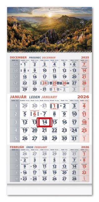 Nástenný 3 Mesačný kalendár - HORY 2026 (NK-05)