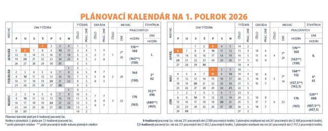 Stolový kalendár PRACOVNÝ KALENDÁR 2026 (SK-08)