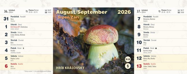 Stolový kalendár HUBY 2026 (SK-13)