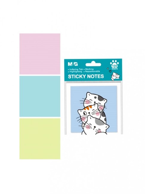 Blok lep. M&G So Many Cats 50 x 77 mm - 100 listov, mix/1ks - Farba: Ružová