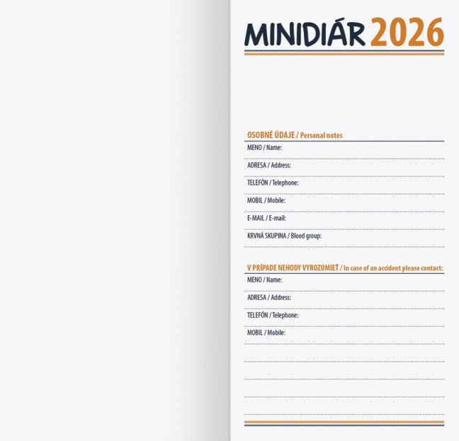 Minidiár mesačný 2026 - modrý (D-04)