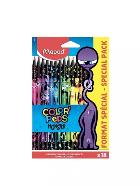 Farebné ceruzky MAPED Color´PepsMonster,18 ks
