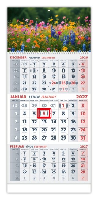 Nástenný 3 Mesačný kalendár - LÚKA 2027 (NK-05)