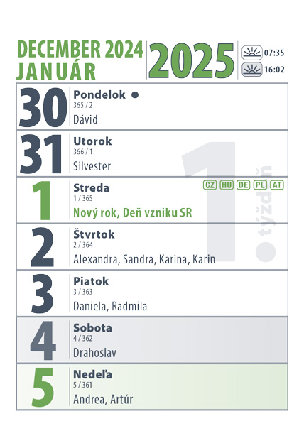 Stolový kalendár MINIKALENDÁR 2025 (SK-10)