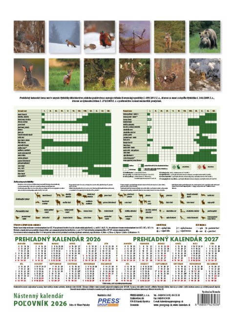 Nástenný kalendár POĽOVNÍK 2026 (NK-03)