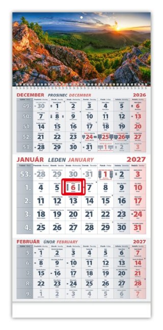 Nástenný 3 Mesačný kalendár - HORY 2027 (NK-05)
