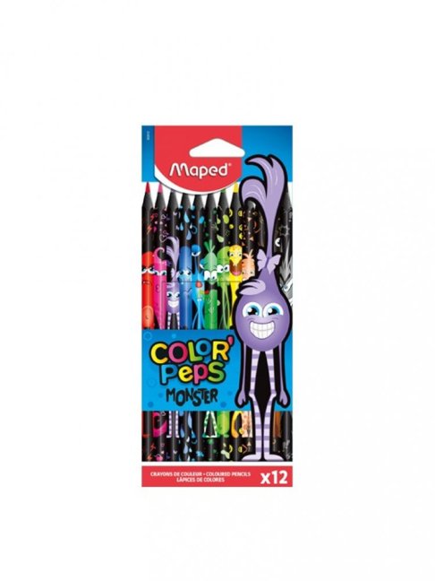 Pastelky trojhranné MAPED "COLOR'PEPS MONSTER" sada 12 ks