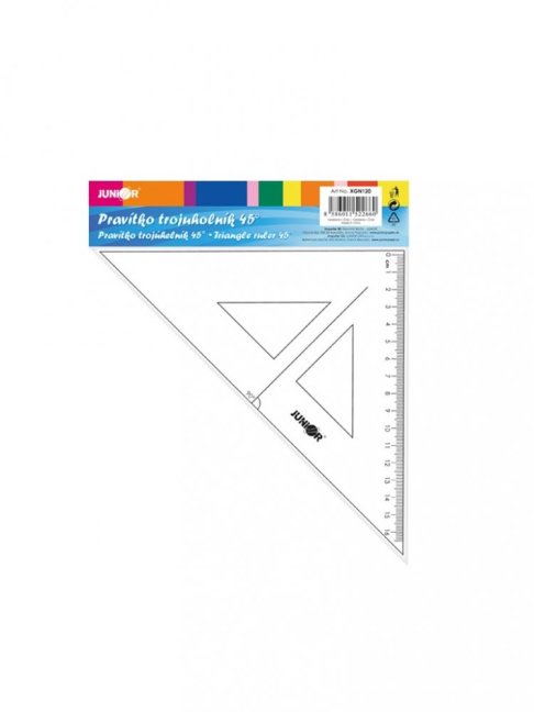 Pravítko trojuholník s ryskou 16 cm, transparentné