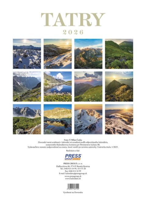 Nástenný kalendár TATRY 2026 (NK-02)