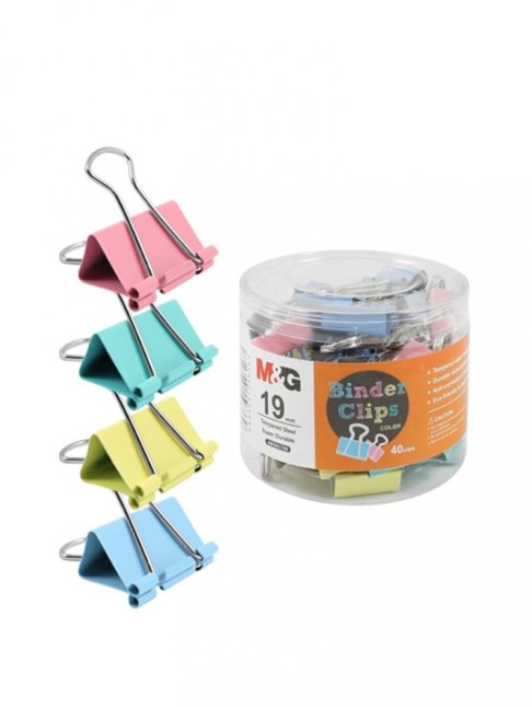 Klip Binder M&G - farebný (19 mm), 40 ks