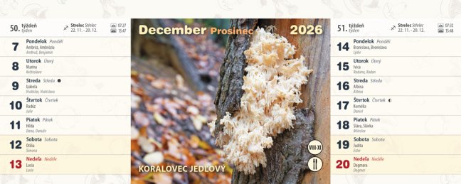 Stolový kalendár HUBY 2026 (SK-13)