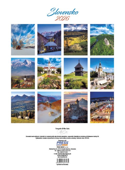 Nástenný kalendár SLOVENSKO 2026 (NK-01)