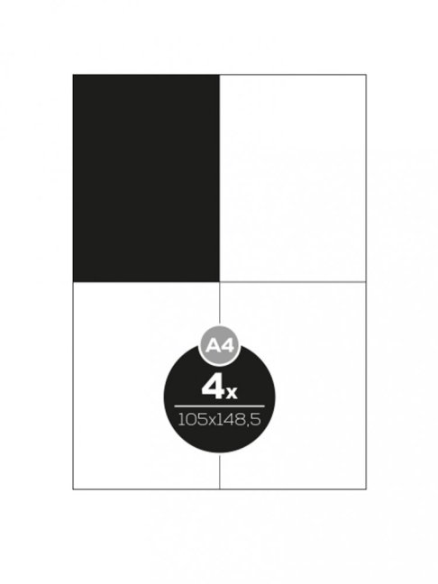 Etikety PRINT A4/100 ks, 105x148,5 - 4 etikety, biele