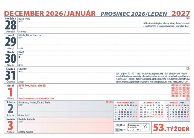 Stolový kalendár PRACOVNÝ MALÝ 2027 (SK-09)