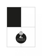 Etikety PRINT A4/100 ks, 105x148,5 - 4 etikety, biele